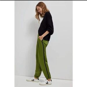Anthropologie Olive Chinos with Black Side Stripe